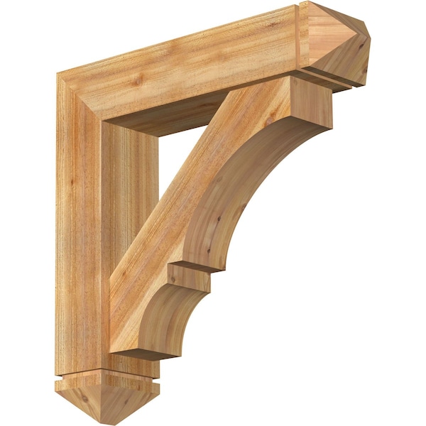 Ekena Millwork Balboa Arts and Crafts Rough Sawn Bracket w/ Offset Brace, Western Red Cedar, 8"W x 34"D x 34"H BKT0806X34X34BOA03RWR - main